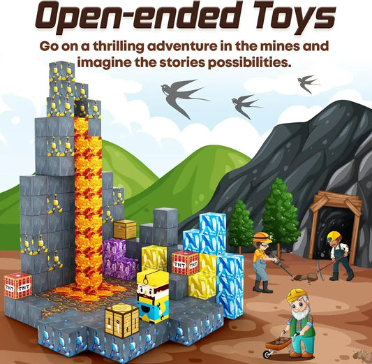 Magnetic Building Blocks Build Magnetic Blocks Mine World Kids Sensory Toys for Boys Girls Age 3+ DIY Magnetic Construction Cube