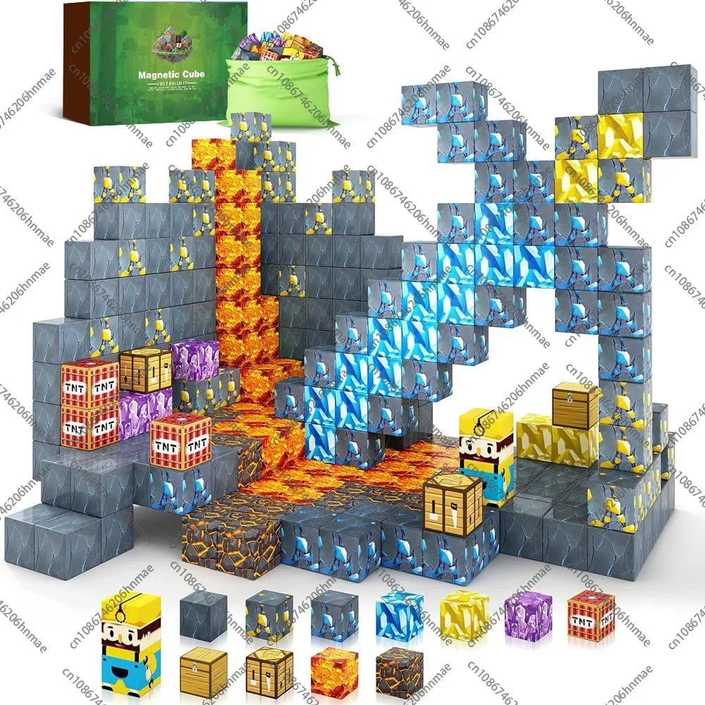 Magnetic Building Blocks Build Magnetic Blocks Mine World Kids Sensory Toys for Boys Girls Age 3+ DIY Magnetic Construction Cube