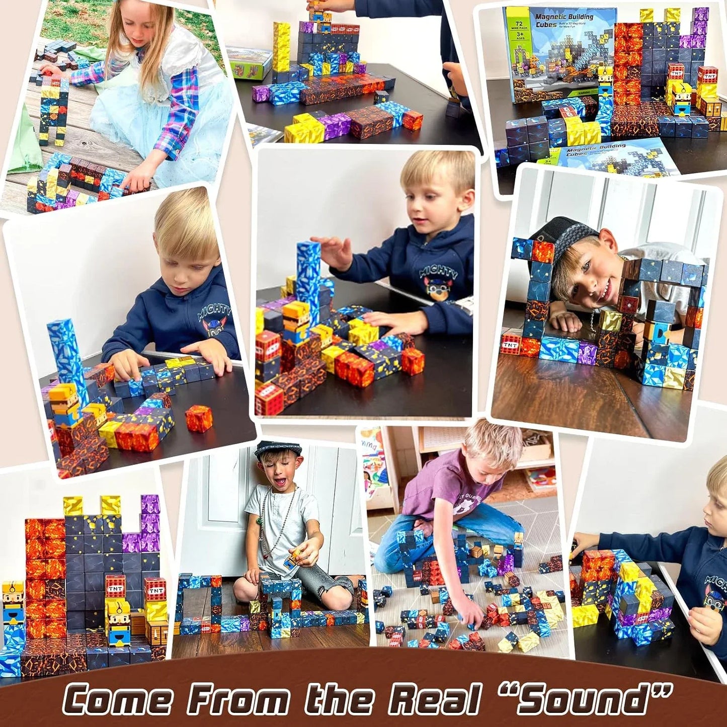 Magnetic Building Blocks Build Magnetic Blocks Mine World Kids Sensory Toys for Boys Girls Age 3+ DIY Magnetic Construction Cube